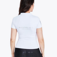 Load image into Gallery viewer, Maximilian Equestrian Short Sleeve Base Layer - White/Silver
