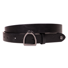 Load image into Gallery viewer, QHP Stirrup Buckle Belt - Black
