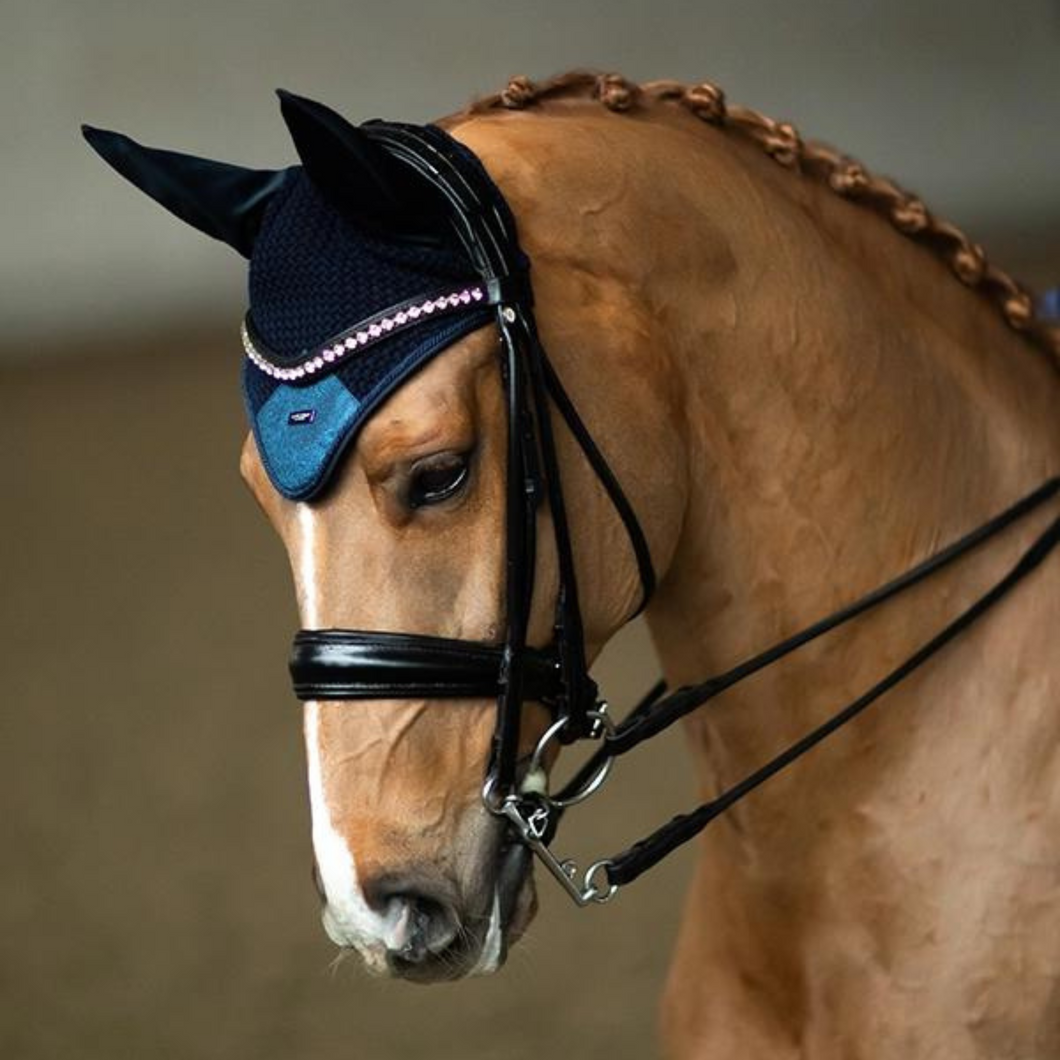 Equestrian Stockholm Ear Bonnet - Blue Meadow Glimmer