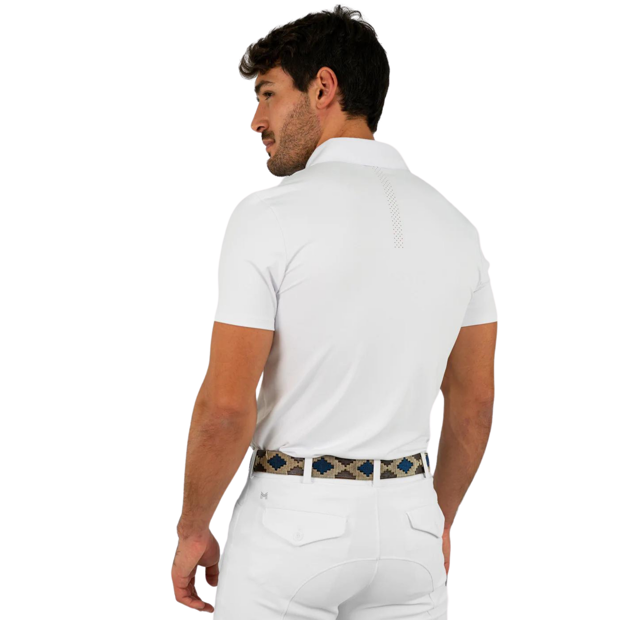 Maximilian Equestrian Mens Active Competition Short Sleeve Shirt - White