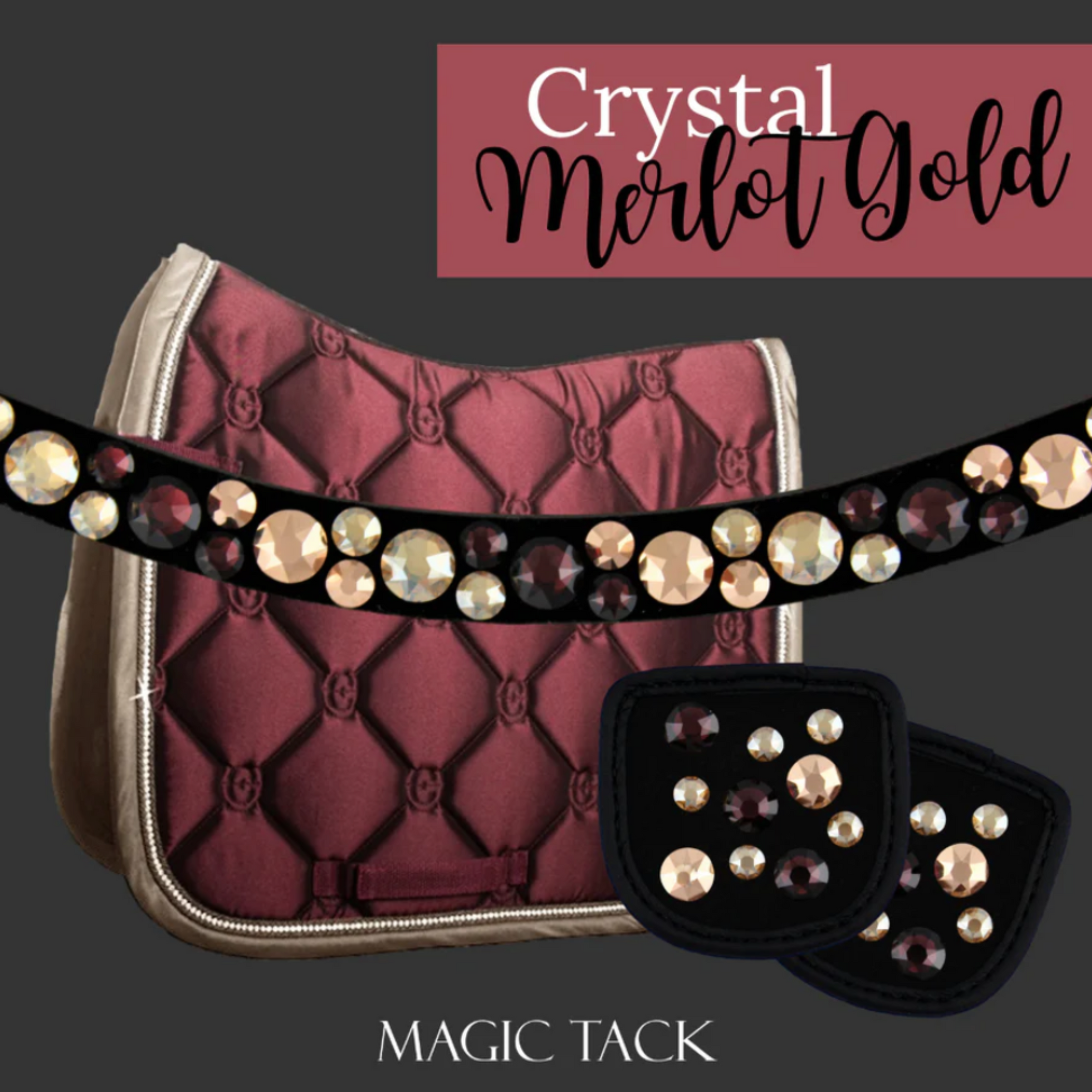 MagicTack Curved Browband - Crystal Merlot