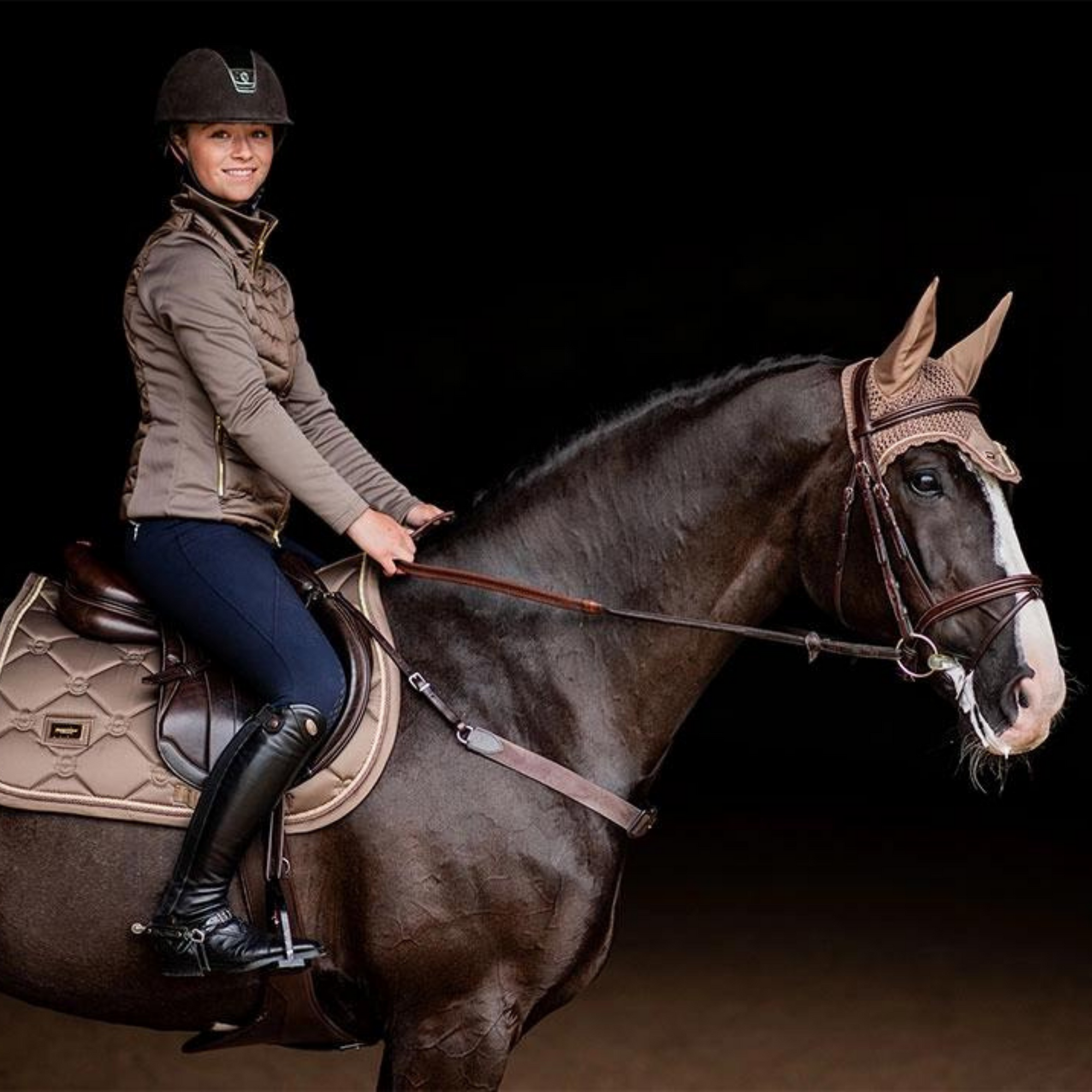 Equestrian Stockholm Ear Bonnet - Champagne