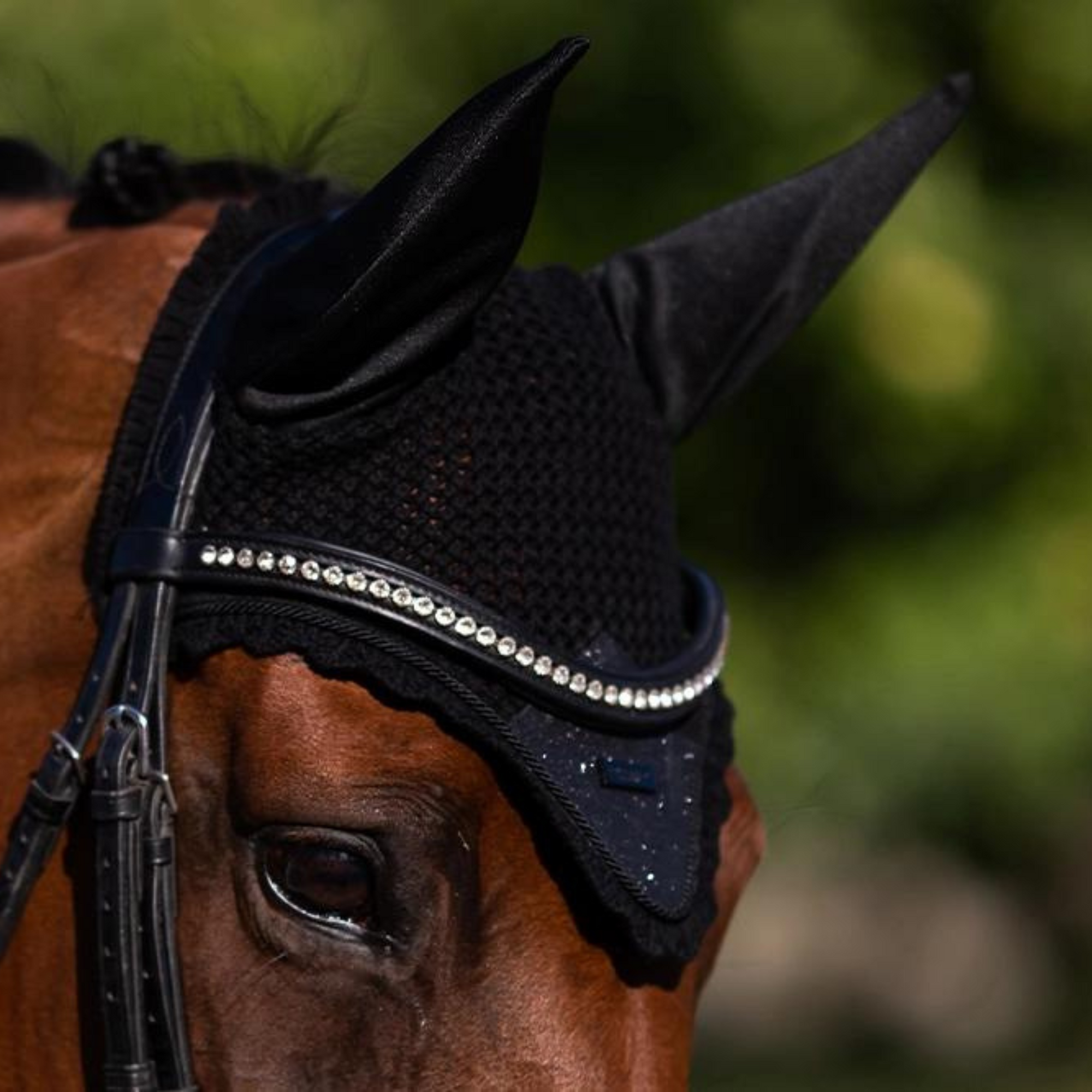 Equestrian Stockholm Ear Bonnet - All Black Glimmer