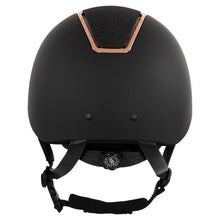 Load image into Gallery viewer, BR Equestrian Omega Riding Helmet - Black Glitter Top / Rose Gold Trim
