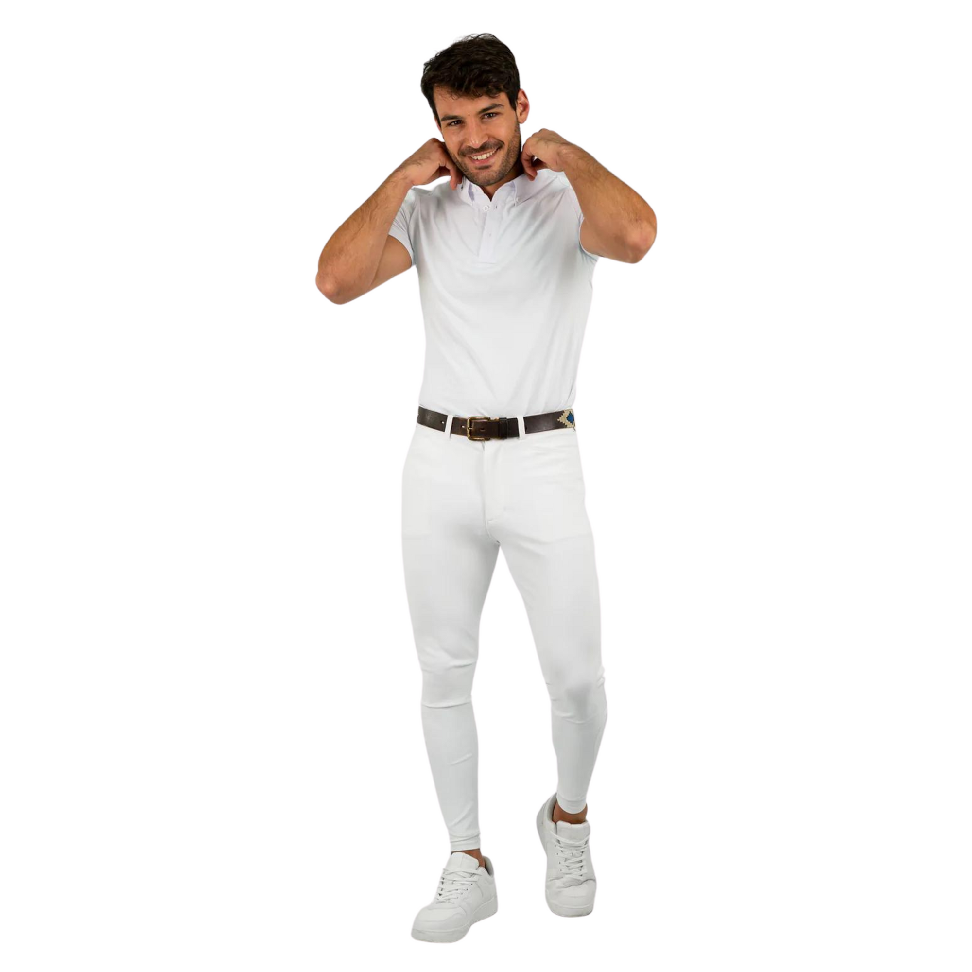 Maximilian Equestrian Mens Active Competition Short Sleeve Shirt - White