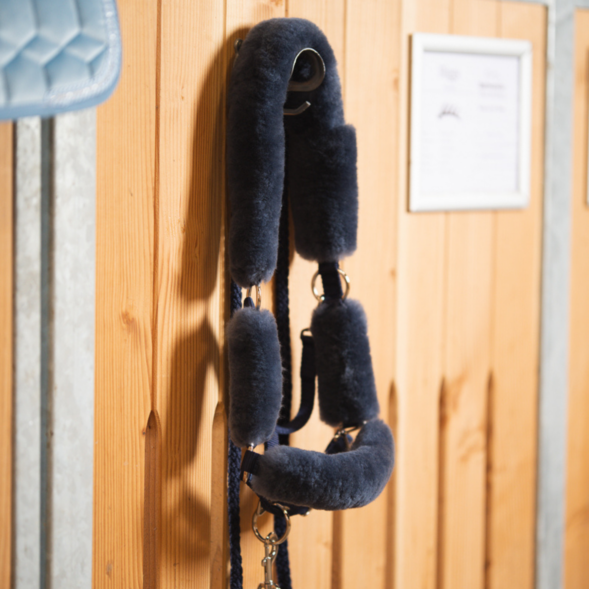 Mattes Sheepskin Halter & Lead Rope - Blue