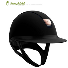 Load image into Gallery viewer, Samshield Miss Shield Helmet - Black/Black Matt Trim &amp; Rose Gold Blazon
