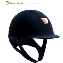 Load image into Gallery viewer, Samshield Shadowmatt Helmet - Navy/Matt Navy Trim &amp; Rose Gold Blazon
