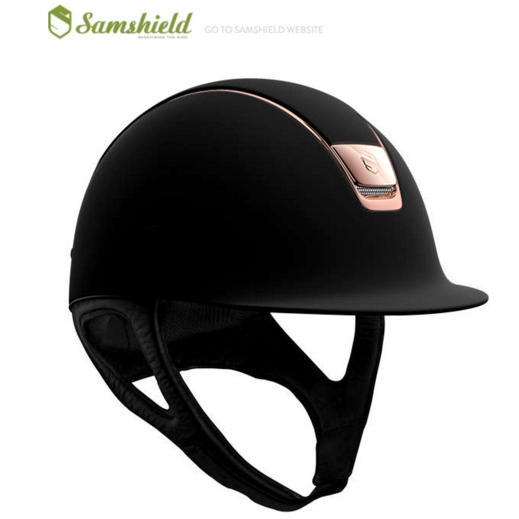 Samshield Shadowmatt Helmet - Black/Rose Gold Trim & Blazon