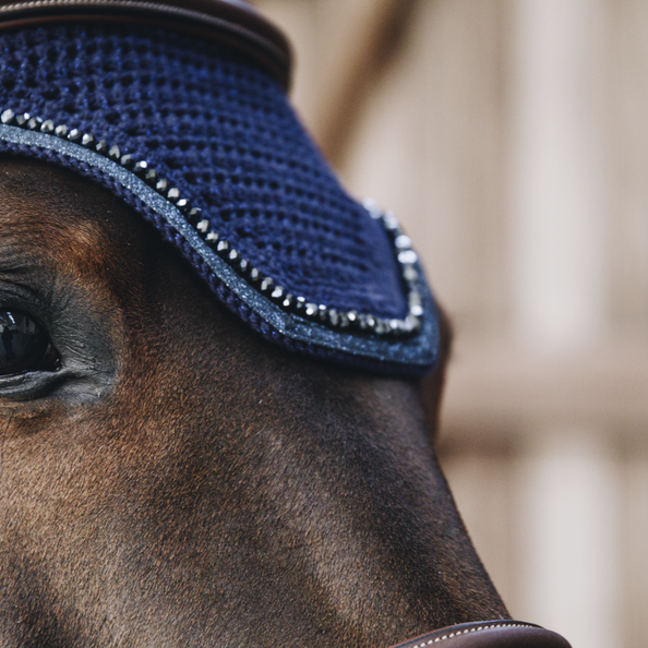 Kentucky Pearl & Glitter Band Wellington Ear Bonnet - Navy